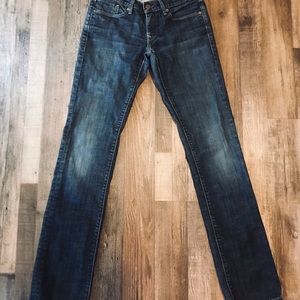 Ladies Levi’s Capital E Ruler Low Slim Straight Jeans Size 27